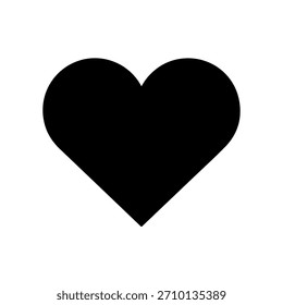 Flat Black Geometric Heart Icon Silhouette on White Background