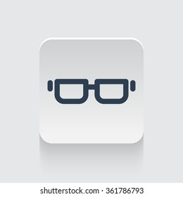 Flat black Glasses icon on rounded square web button
