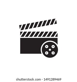 flat black glyph film reel icon. Logo element illustration. film reel design. vector eps 10 . film reel concept. Can be used in web and mobile . 