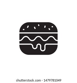 flat black glyph hamburger icon. Logo element illustration. hamburger design. vector eps 10 . hamburger concept. Can be used in web and mobile . 