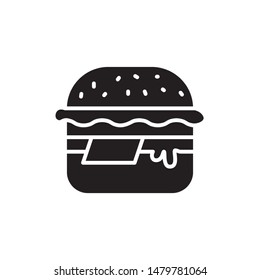 flat black glyph hamburger icon. Logo element illustration. hamburger design. vector eps 10 . hamburger concept. Can be used in web and mobile . 