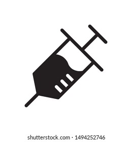 flat black glyph injection icon. Logo element illustration. injection design. vector eps 10 . injection  concept. Can be used in web and mobile . trendy simple style. 