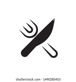 flat black glyph knife and fork icon. Logo element illustration. knife and fork design. vector eps 10 . knife and fork concept. Can be used in web and mobile . 