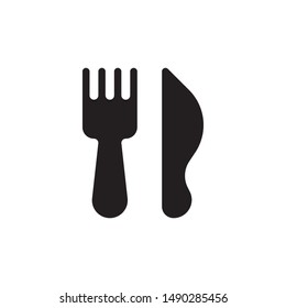 flat black glyph knife and fork icon. Logo element illustration. knife and fork design. vector eps 10 . knife and fork concept. Can be used in web and mobile . 