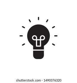 flat black glyph lamp, light, idea icon. Logo element illustration. lamp, light, idea design. vector eps 10 . lamp, light, idea concept. Can be used in web and mobile . 