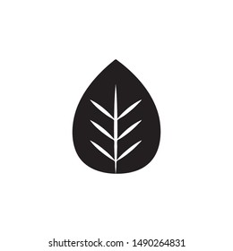 flat black glyph leaf icon. Logo element illustration.leaf design. vector eps 10 . leaf concept. Can be used in web and mobile . 
