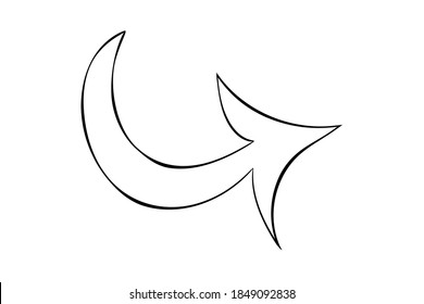 A flat black hand drawn arrow icon. Direction sign, navigation button. Good for projects.