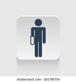 Flat black Hand icon on rounded square web button