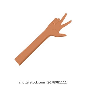 Mano plana negra con tres dedos levantados. La palma humana desnuda hace gestos con el número tres en un estilo simple y aislado. Perfecto para la educación, el recuento o los conceptos de matemáticas en un diseño mínimo.