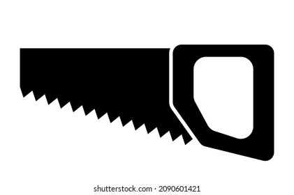 Flat black handsaw isolated isolated on white background