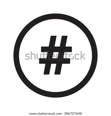 Flat Black Hashtag Web Icon Circle Stock Vector (Royalty Free ...