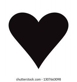 Flat Black Heart Icon Isolated on White Background. Vector illustration.
