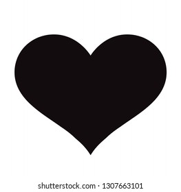 Flat Black Heart Icon Isolated on White Background. Vector illustration.