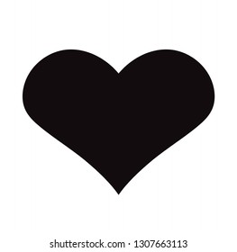 Flat Black Heart Icon Isolated on White Background. Vector illustration.