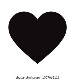 Flat Black Heart Icon Isolated on White Background. Vector illustration.