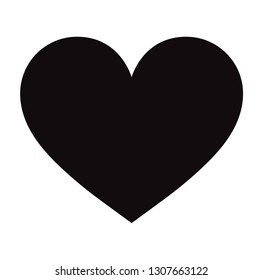 Flat Black Heart Icon Isolated on White Background. Vector illustration.