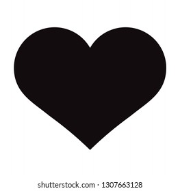 Flat Black Heart Icon Isolated on White Background. Vector illustration.