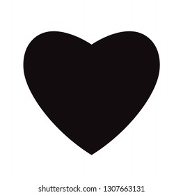 Flat Black Heart Icon Isolated on White Background. Vector illustration.