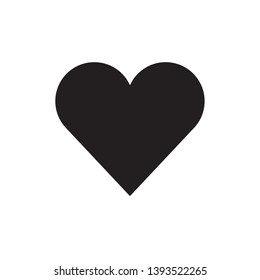 Flat Black Heart Icon Isolated on White Background. Vector illustration, eps 10