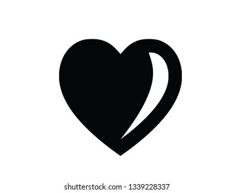 Flat black heart icon. Vector illustration.