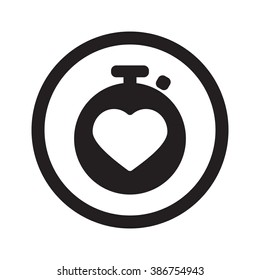 Flat black Heart Rate Monitor web icon in circle on white background