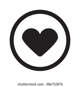 Flat black Heart web icon in circle on white background