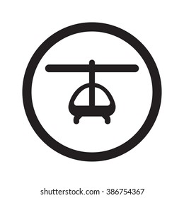 Flat black Helicopter web icon in circle on white background