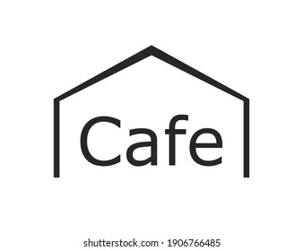 Flat black home (cafe) icon. Vector Illustration