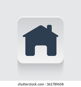Flat black Home icon on rounded square web button