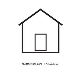 Flat black home (roof and window) icon Vector Illustration