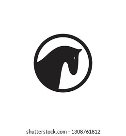 Flat Black Horse Circle Logo Icon Stock Vector (Royalty Free) 1308761812