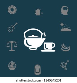 Flat a black hot teapot icon. Vector