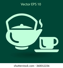 Flat a black hot teapot icon. Vector