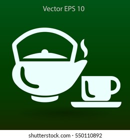 Flat a black hot teapot icon. Vector