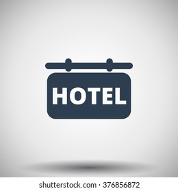 Flat black Hotel Sign icon