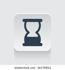 Flat black Hourglass icon on rounded square web button