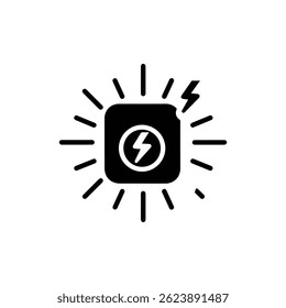 Flat Black Icon of Channel Logo with Spark Effect Around