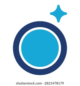 Flat black icon of a clean plate with a sparkle