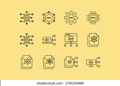 Flat Black Icon of Enterprise Resource Planning