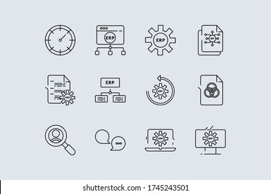 Flat Black Icon of Enterprise Resource Planning