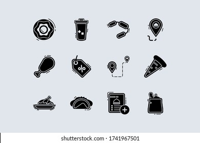 Flat Black Icon of Food
