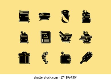 Flat Black Icon of Food