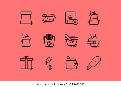 Icono negro plano de la comida