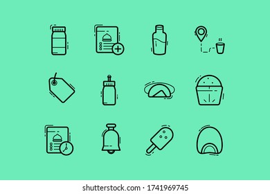 Icono negro plano de la comida