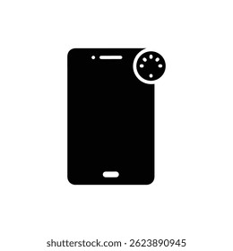 Flat Black Icon of Mobile Phone with Live Icon on Top Corner