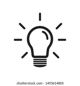Flat black icon on white background. Vector isolated illustration. Creativity concept. Light bulb icon symbol vector. EPS 10