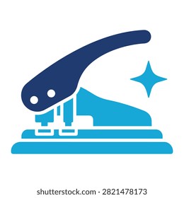 Flat black icon of a paper puncher with sparkling star