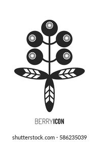 Flat black icon, silhouette. Berry and fruit object.