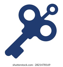 Flat black icon of a vintage windup toy clockwork key