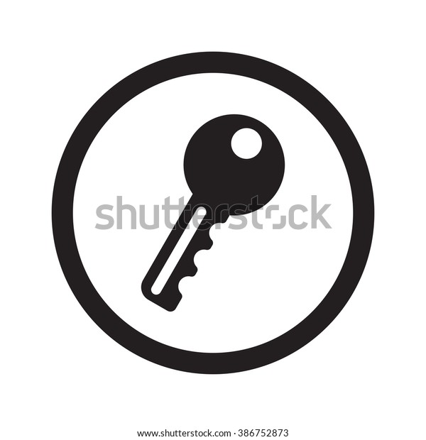 Flat\
black Key web icon in circle on white\
background